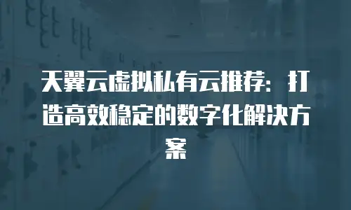 天翼云虚拟私有云推荐：打造高效稳定的数字化解决方案