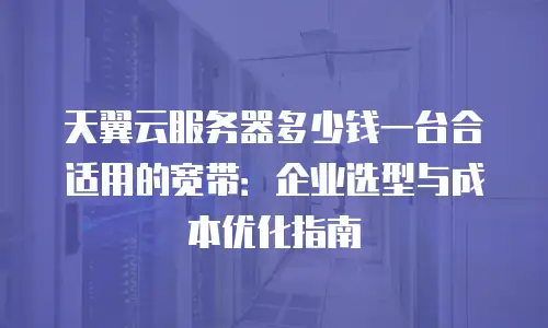 天翼云服务器多少钱一台合适用的宽带：企业选型与成本优化指南