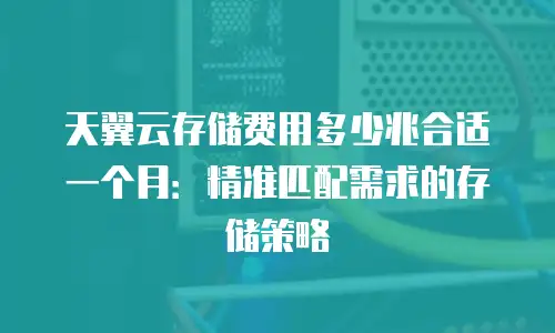 天翼云存储费用多少兆合适一个月：精准匹配需求的存储策略