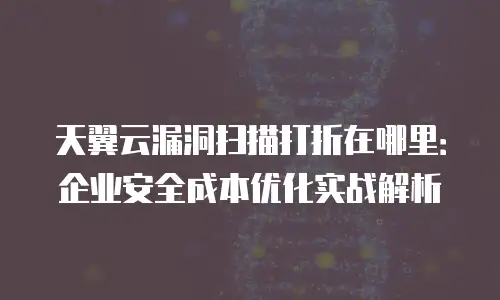 天翼云漏洞扫描打折在哪里：企业安全成本优化实战解析