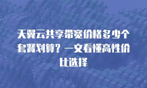 天翼云共享带宽价格多少个套餐划算？一文看懂高性价比选择