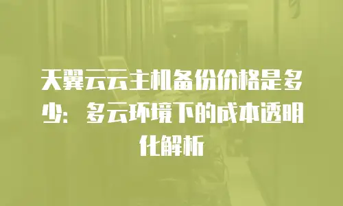 天翼云云主机备份价格是多少：多云环境下的成本透明化解析