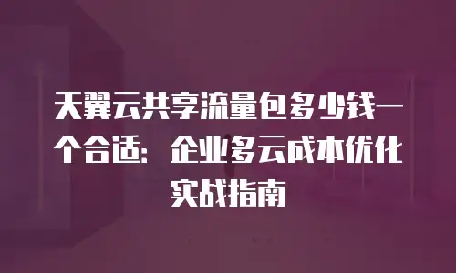 天翼云共享流量包多少钱一个合适：企业多云成本优化实战指南