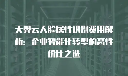 天翼云人脸属性识别费用解析：企业智能化转型的高性价比之选