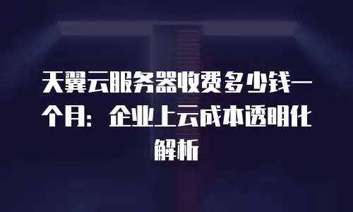天翼云服务器收费多少钱一个月：企业上云成本透明化解析