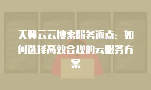 天翼云云搜索服务返点：如何选择高效合规的云服务方案