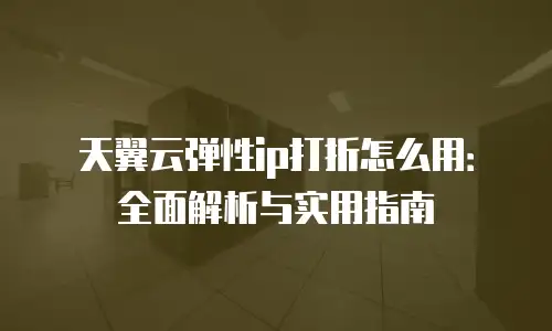 天翼云弹性ip打折怎么用：全面解析与实用指南