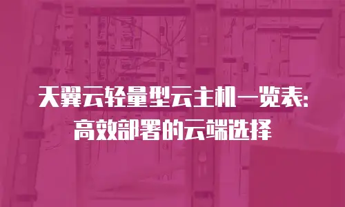 天翼云轻量型云主机一览表：高效部署的云端选择