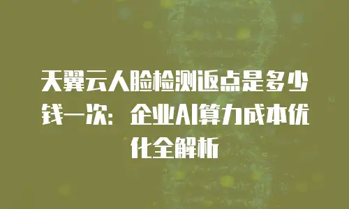 天翼云人脸检测返点是多少钱一次：企业AI算力成本优化全解析