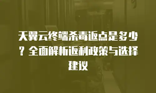 天翼云终端杀毒返点是多少？全面解析返利政策与选择建议