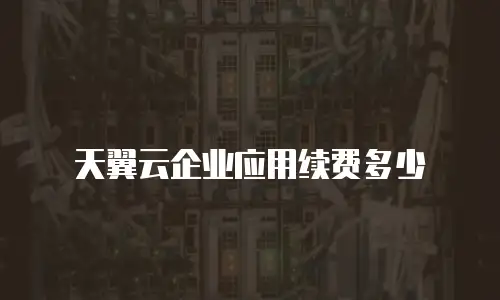 天翼云企业应用续费多少