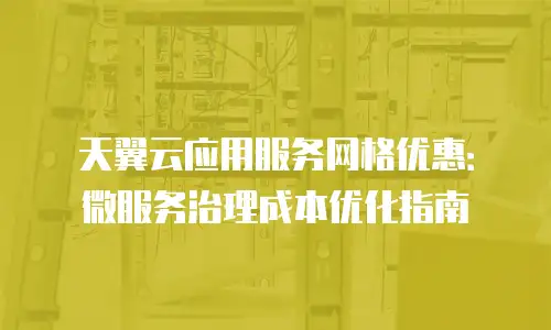 天翼云应用服务网格优惠：微服务治理成本优化指南