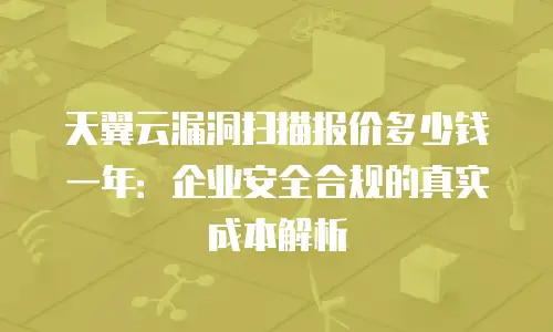 天翼云漏洞扫描报价多少钱一年：企业安全合规的真实成本解析