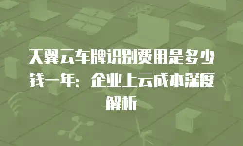 天翼云车牌识别费用是多少钱一年：企业上云成本深度解析