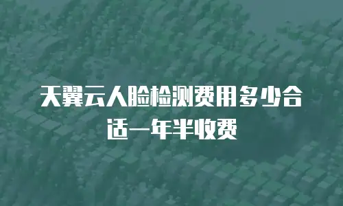 天翼云人脸检测费用多少合适一年半收费
