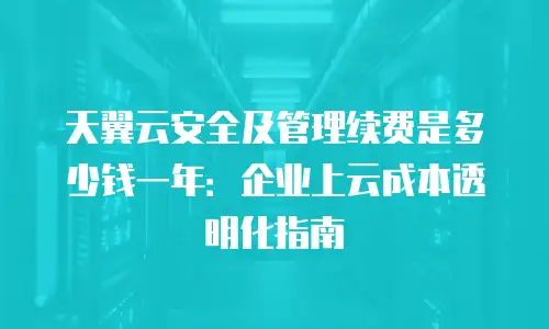 天翼云安全及管理续费是多少钱一年：企业上云成本透明化指南
