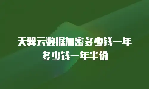天翼云数据加密多少钱一年多少钱一年半价