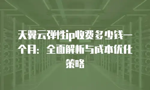 天翼云弹性ip收费多少钱一个月：全面解析与成本优化策略