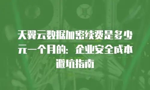 天翼云数据加密续费是多少元一个月的：企业安全成本避坑指南