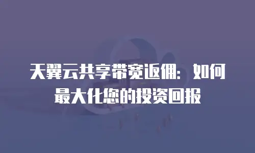 天翼云共享带宽返佣：如何最大化您的投资回报