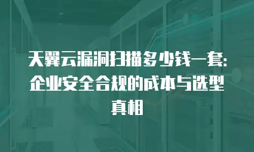 天翼云漏洞扫描多少钱一套：企业安全合规的成本与选型真相