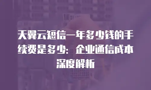 天翼云短信一年多少钱的手续费是多少：企业通信成本深度解析