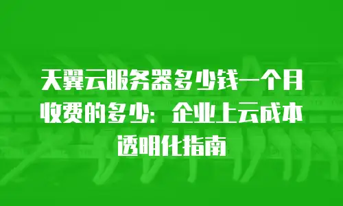 天翼云服务器多少钱一个月收费的多少：企业上云成本透明化指南