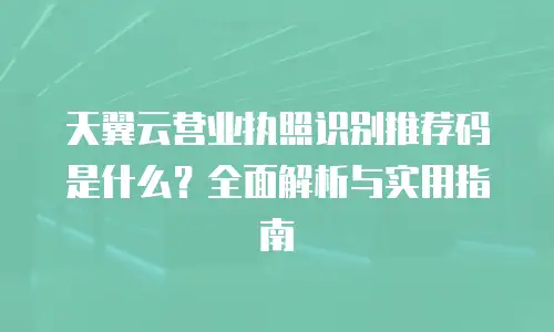 天翼云营业执照识别推荐码是什么？全面解析与实用指南