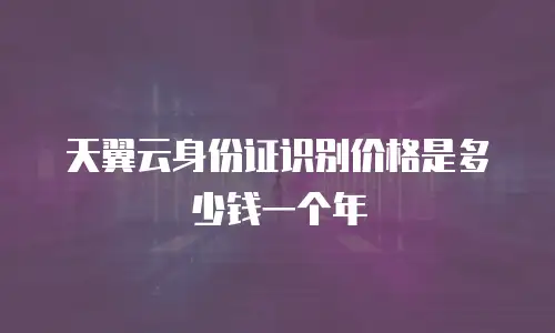 天翼云身份证识别价格是多少钱一个年