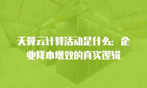 天翼云计算活动是什么：企业降本增效的真实逻辑