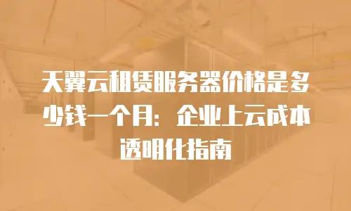 天翼云租赁服务器价格是多少钱一个月：企业上云成本透明化指南