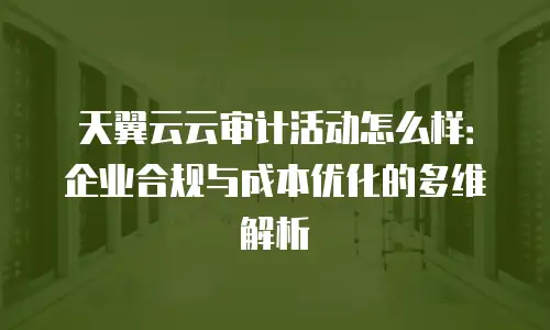 天翼云云审计活动怎么样：企业合规与成本优化的多维解析