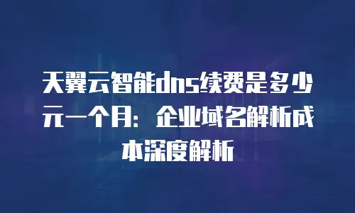 天翼云智能dns续费是多少元一个月：企业域名解析成本深度解析