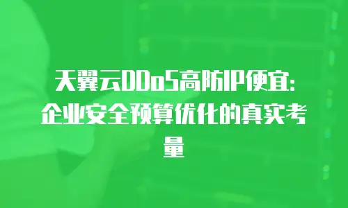 天翼云DDoS高防IP便宜：企业安全预算优化的真实考量