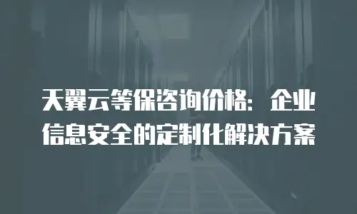 天翼云等保咨询价格：企业信息安全的定制化解决方案
