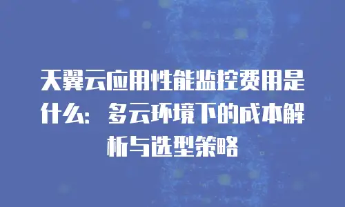 天翼云应用性能监控费用是什么：多云环境下的成本解析与选型策略