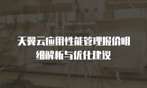 天翼云应用性能管理报价明细解析与优化建议