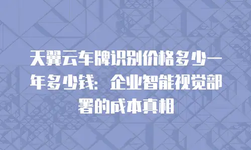 天翼云车牌识别价格多少一年多少钱：企业智能视觉部署的成本真相