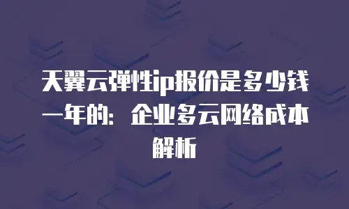 天翼云弹性ip报价是多少钱一年的：企业多云网络成本解析