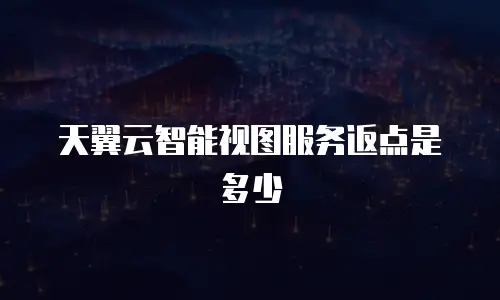 天翼云智能视图服务返点是多少