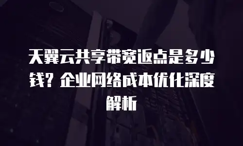 天翼云共享带宽返点是多少钱？企业网络成本优化深度解析