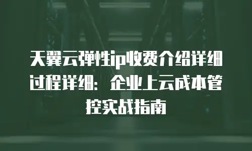 天翼云弹性ip收费介绍详细过程详细：企业上云成本管控实战指南