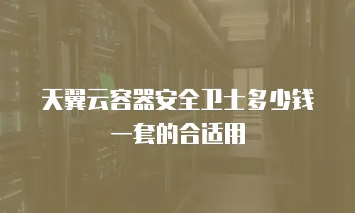 天翼云容器安全卫士多少钱一套的合适用