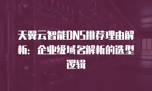 天翼云智能DNS推荐理由解析：企业级域名解析的选型逻辑