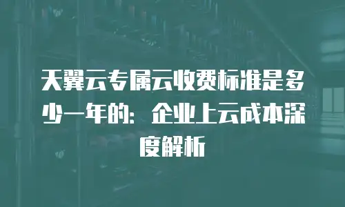 天翼云专属云收费标准是多少一年的：企业上云成本深度解析
