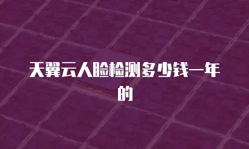 天翼云人脸检测多少钱一年的
