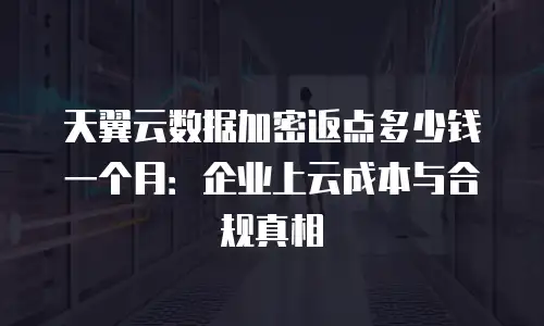 天翼云数据加密返点多少钱一个月：企业上云成本与合规真相
