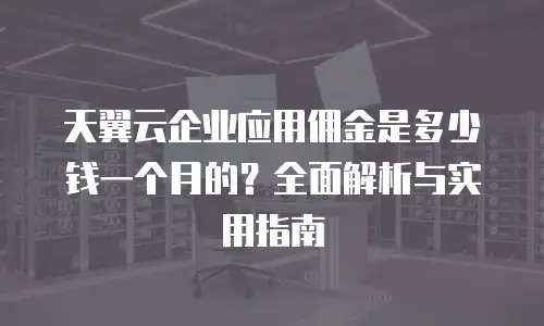 天翼云企业应用佣金是多少钱一个月的？全面解析与实用指南