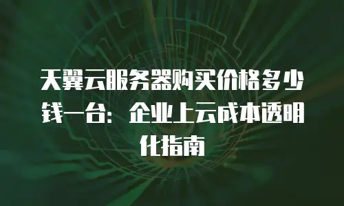 天翼云服务器购买价格多少钱一台：企业上云成本透明化指南