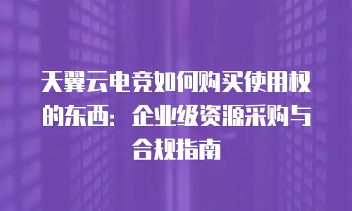 天翼云电竞如何购买使用权的东西：企业级资源采购与合规指南
